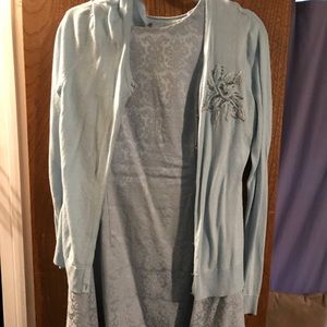 New York & Company Light Blue Floral Dress